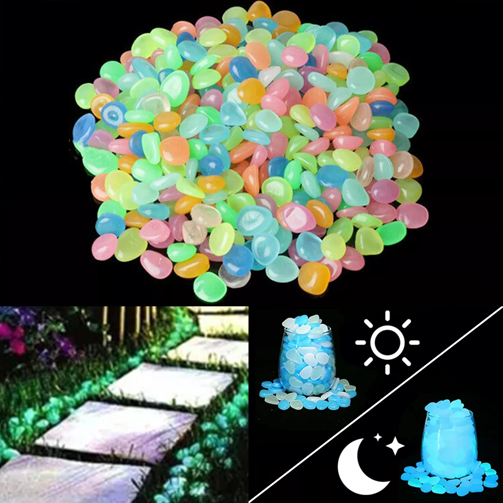 Светящийся в темноте садовый камень для украшения скалы маленький аквариумный