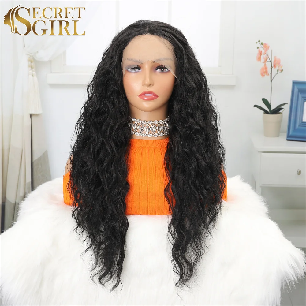 Lace Front Wigs 30'' Long Curly Wig Middle Part HD Lace Wig Synthetic Lace Front Wig With Baby Hair for Black Women 30