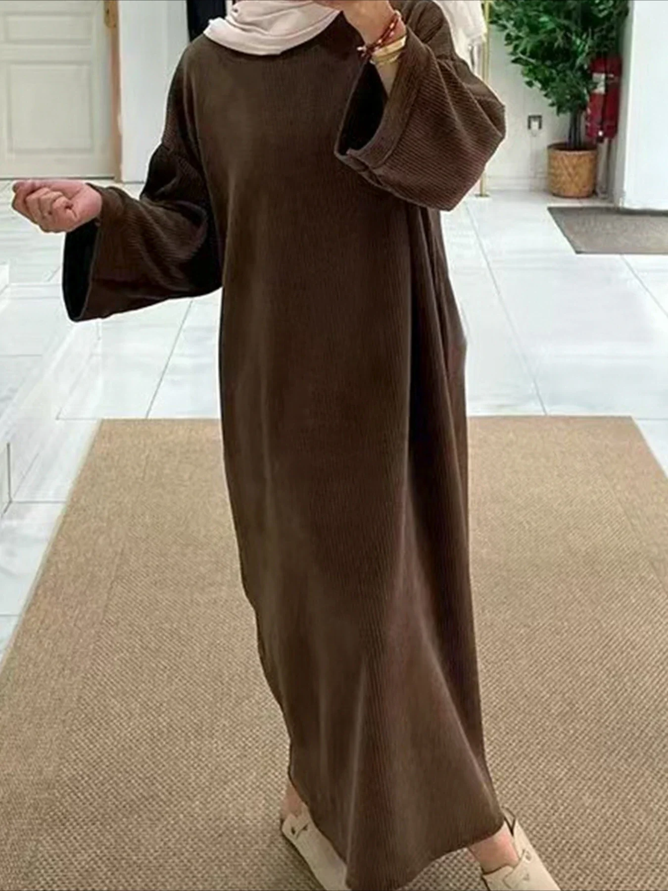Фото Ид мусульманские женские скромные платья Рамадан Ислам Vestidos Джалабия Марокко Саудовская Аравия Абая Дубай Кафтан 2024 осень-зима халат №1