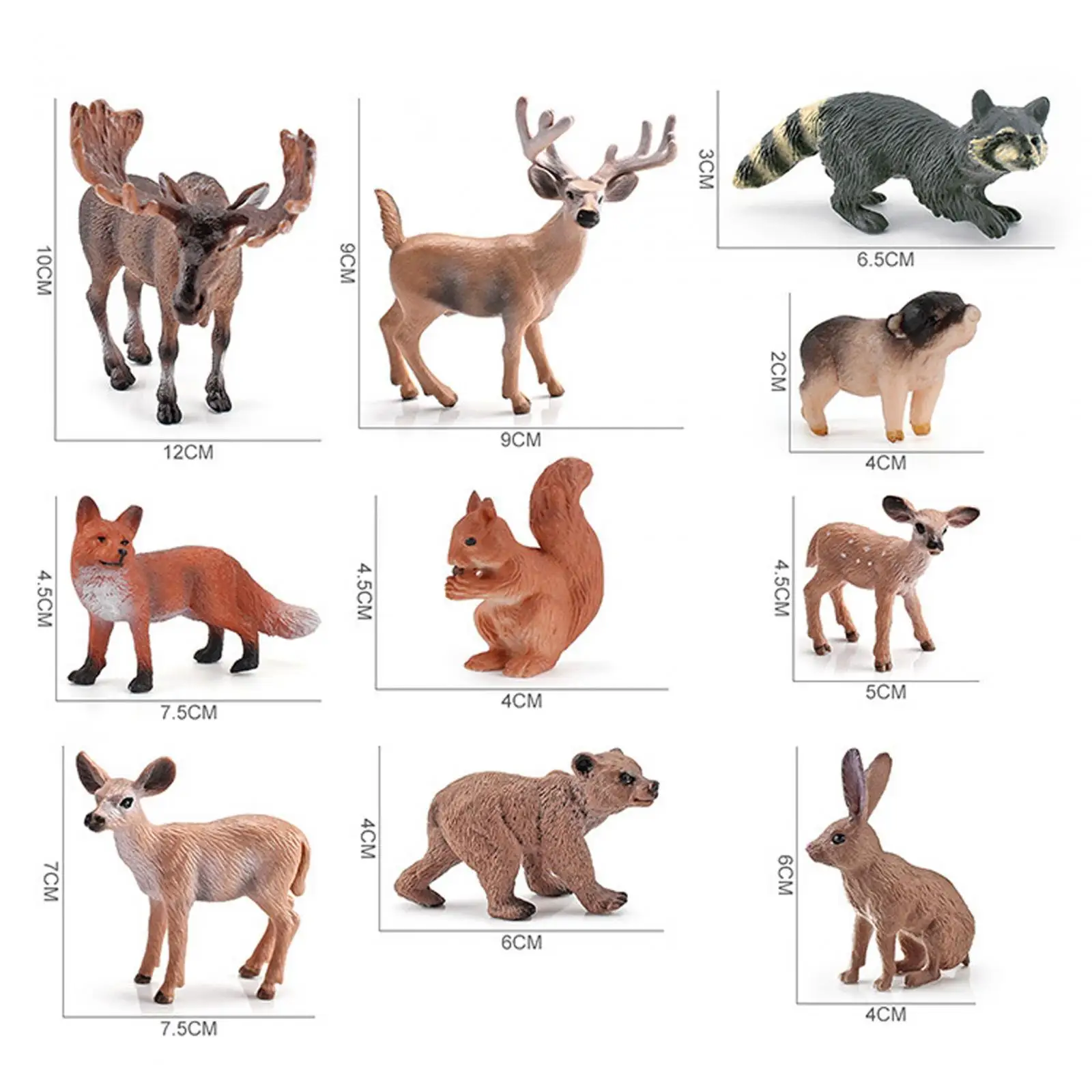 

10 Pieces Zoo Animals Figurines Home Decorations Lifelike Wildlife Models for Desktop Bedroom Office Decoration Ornaments