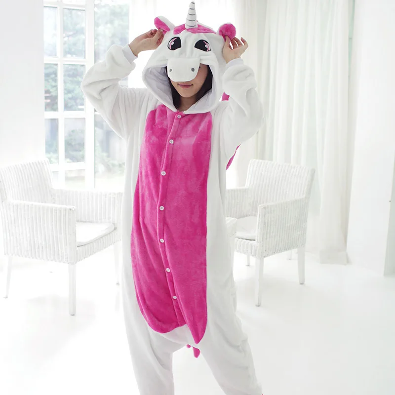 Fleece Unicorn Onesie Pajamas for Women And Men Couple Cartoon Animal Pyjama Christmas Halloween Cosplay Onepiece Anime Costume