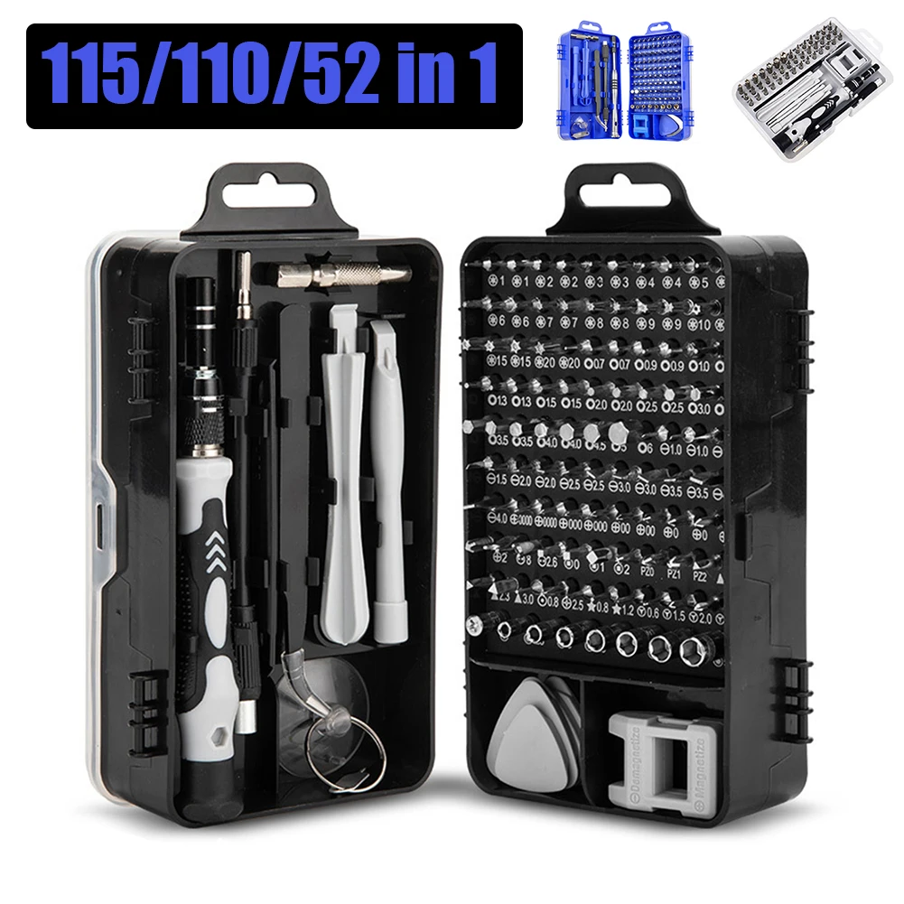 

115/110/52 in 1 Screwdriver Set of Screw Driver Bit Set Multi-function Precision Mobile Phone Repair Device Hand Tools Torx Hex