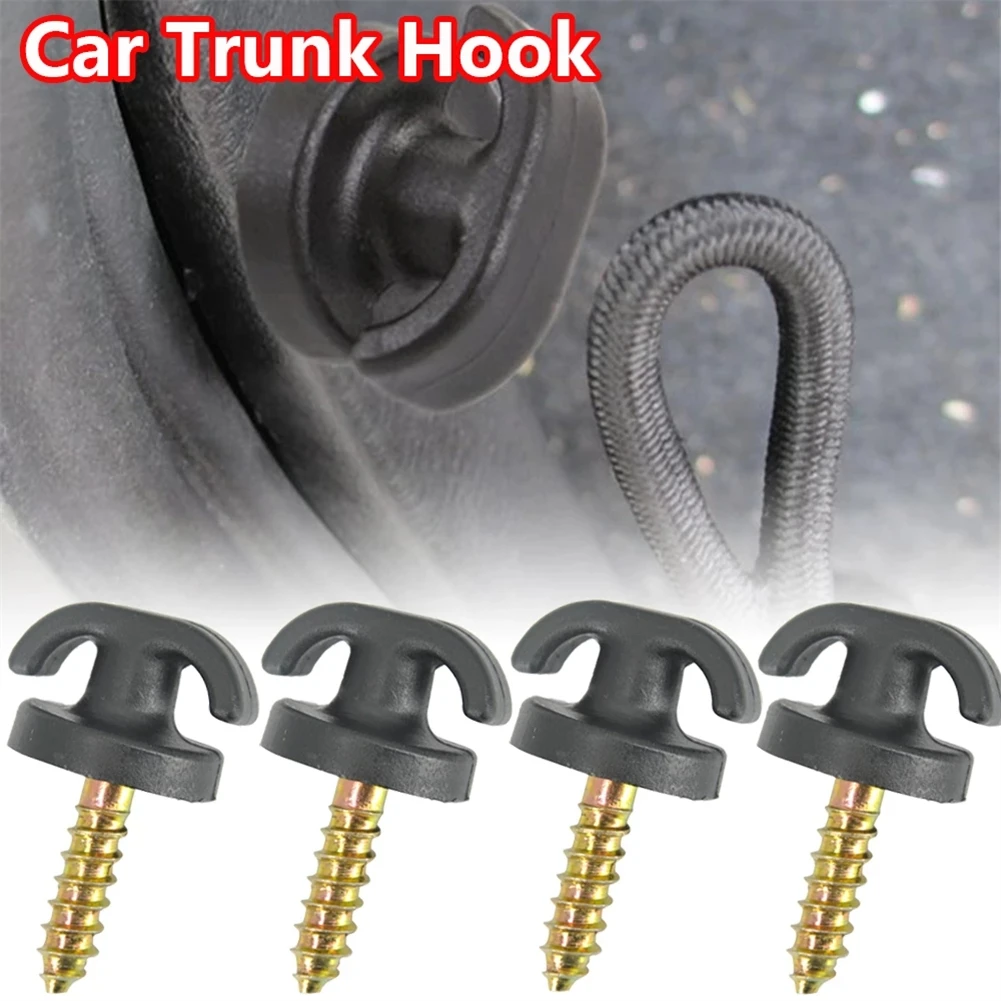 

4Pcs Car Rear Trunk Envelope Cargo Net Tie Down Hook Flat Vertical Luggage Parcel Net Clasps Car Auto Trunk Hook With Screws