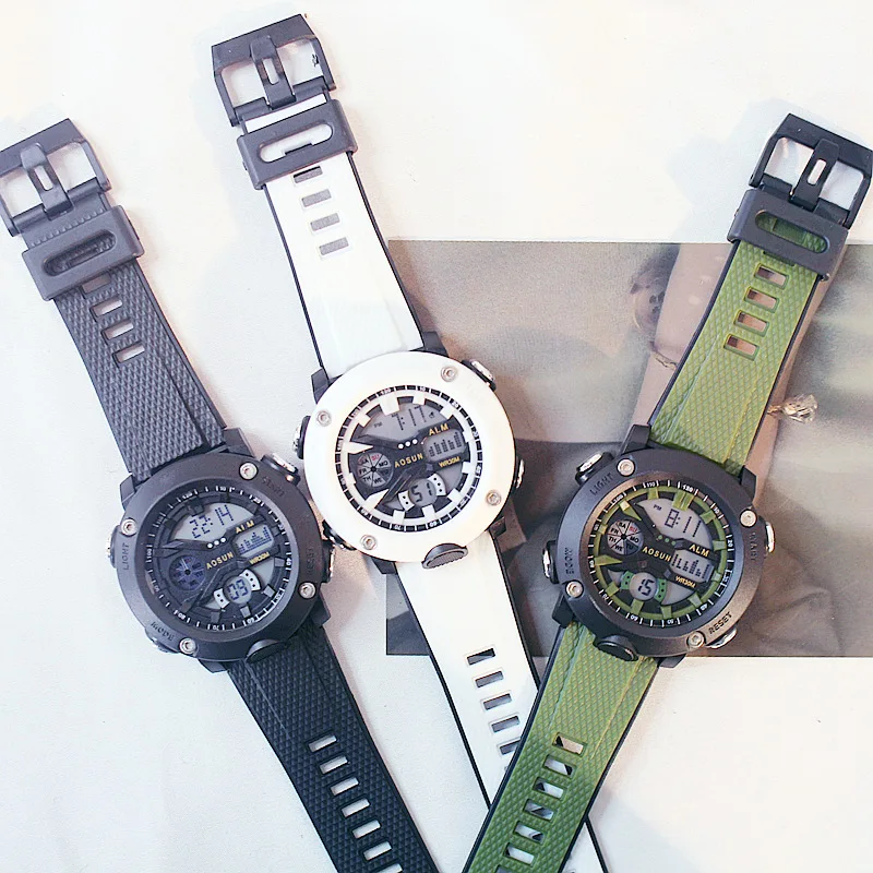 Watch male student female couple sports waterproof electronic luminous large dial trend Korean version personality cool fashion