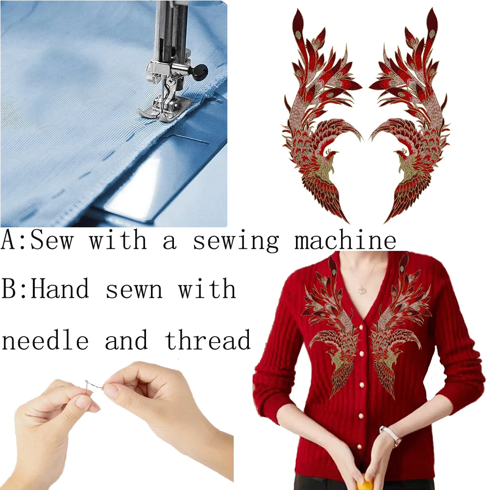 Нашивка Феникс пришитая вышитая нашивка для значка вышитый цветок пиона мотив