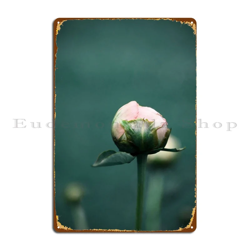 

Pink Bud On Teal Green Metal Signs Club Cinema Living Room Personalized Living Room Tin Sign Poster