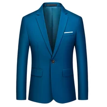 Traje blanco informal de alta calidad para hombre, chaqueta ajustada de marca de gran tamaño, de negocios, Color puro (4)