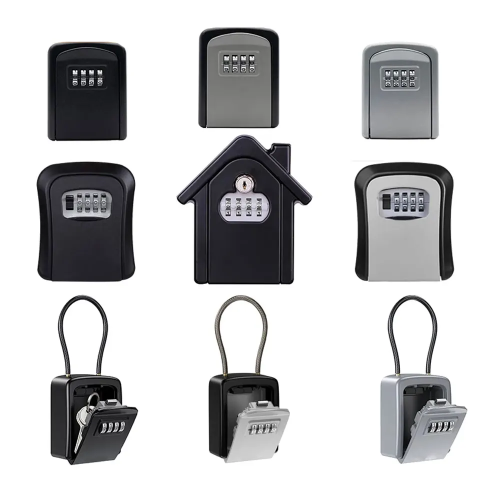 Weatherproof Wall-mounted Key Safe Password Key Box Key Lock Box No4 Combination Key Storage Lock Box Indoor and Outdoor