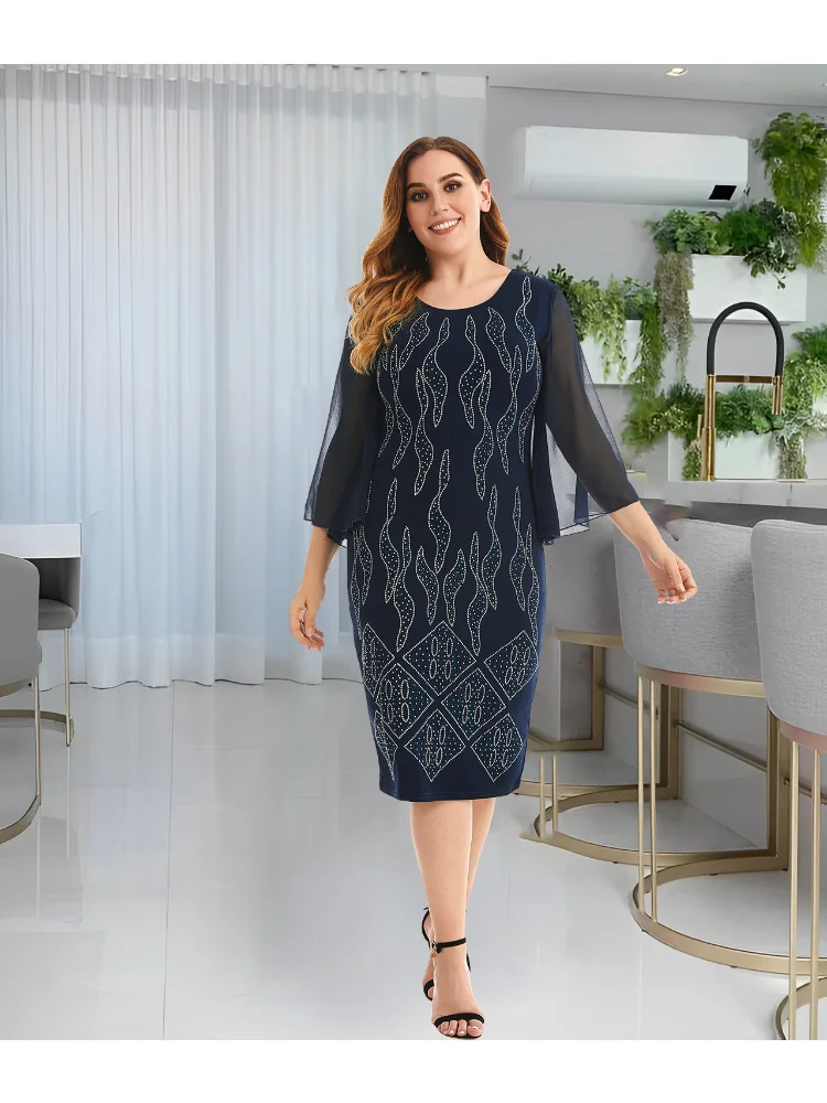 Summer Temperament Women's Round Neck Pencil Dress plus size women clothing party dresses