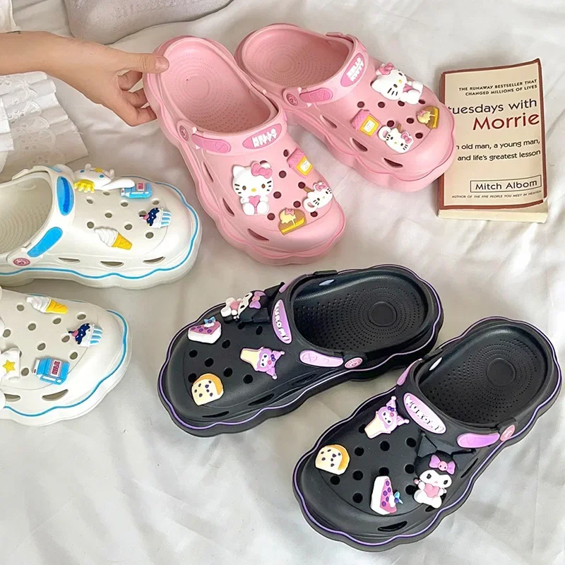 Sanrio Hello Kitty Crocs обувь женская Cinnamoroll мультфильм анимационные аксессуары толстая