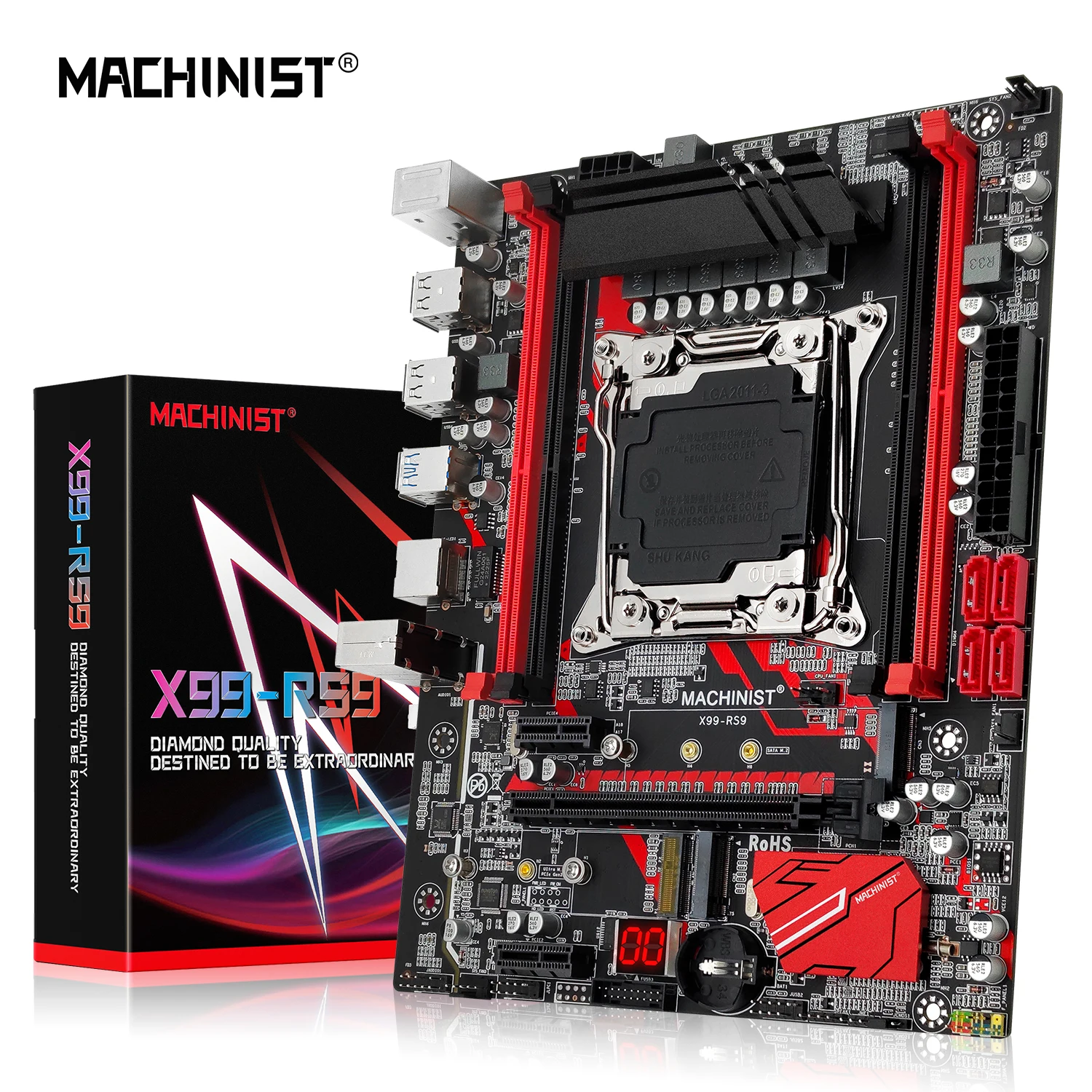 Machinist X99เมนบอร์ด LGA 2011-3 SATA/ PCI-E M.2สล็อตสนับสนุน Xeon E5 V3 V4โปรเซสเซอร์สี่ช่อง DDR4 RAM X99-RS9