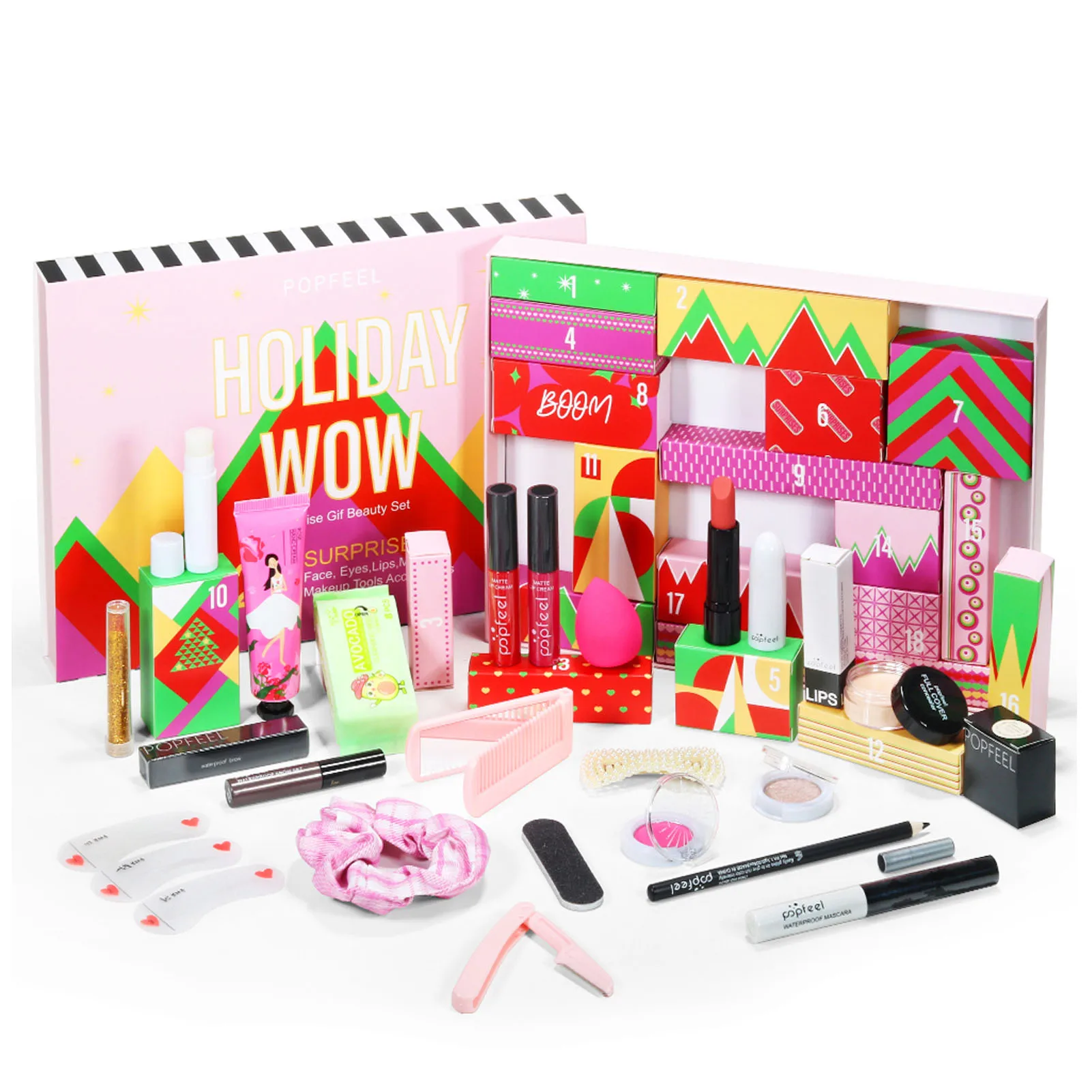 

Three Scouts Christmas Advent Calendar Makeup Tools Countdown Calendar Gift Boxes Lipstick Eye Shadow Cosmetics Set Party