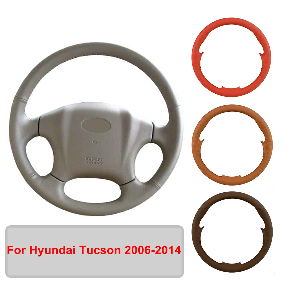 Прошитая вручную искусственная кожа раньше для Hyundai Tucson 2006-2014 оригинальная оплетка рулевого колеса