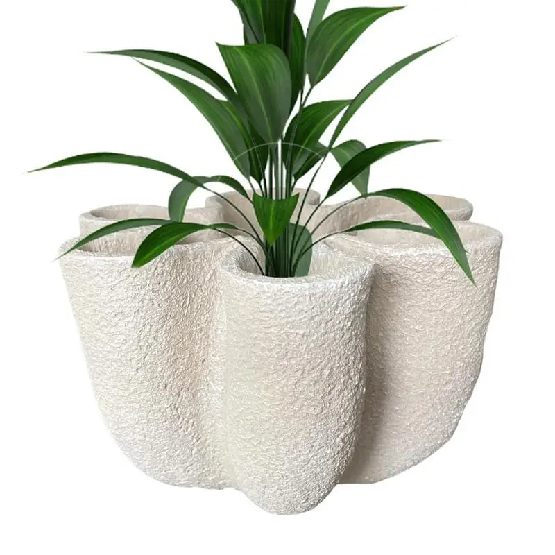 

Fluted Vases For Flowers Large-Bore Resin Flower Pots Outdoor With Curve Groove Design Garden Pots And Planter Pots For Outdoor