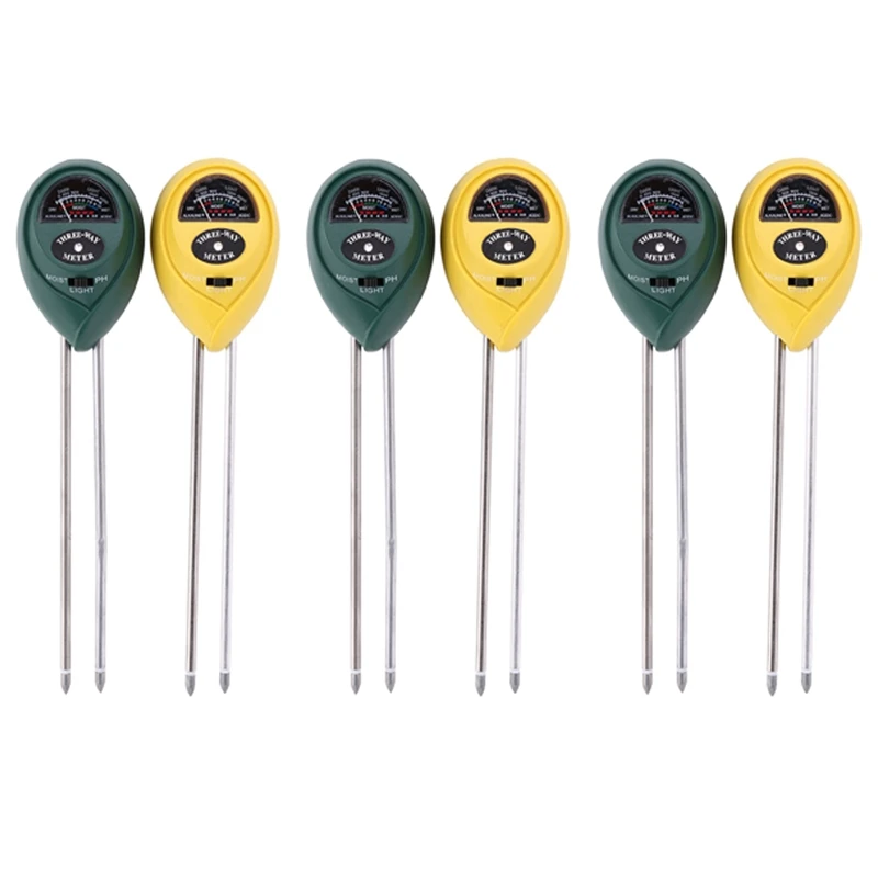 

6Pcs Soil PH Meter 3 In 1 Gardening Tool Soil Tester Kit With Moisture Light And PH Test For Garden Farm Lawn Indoor