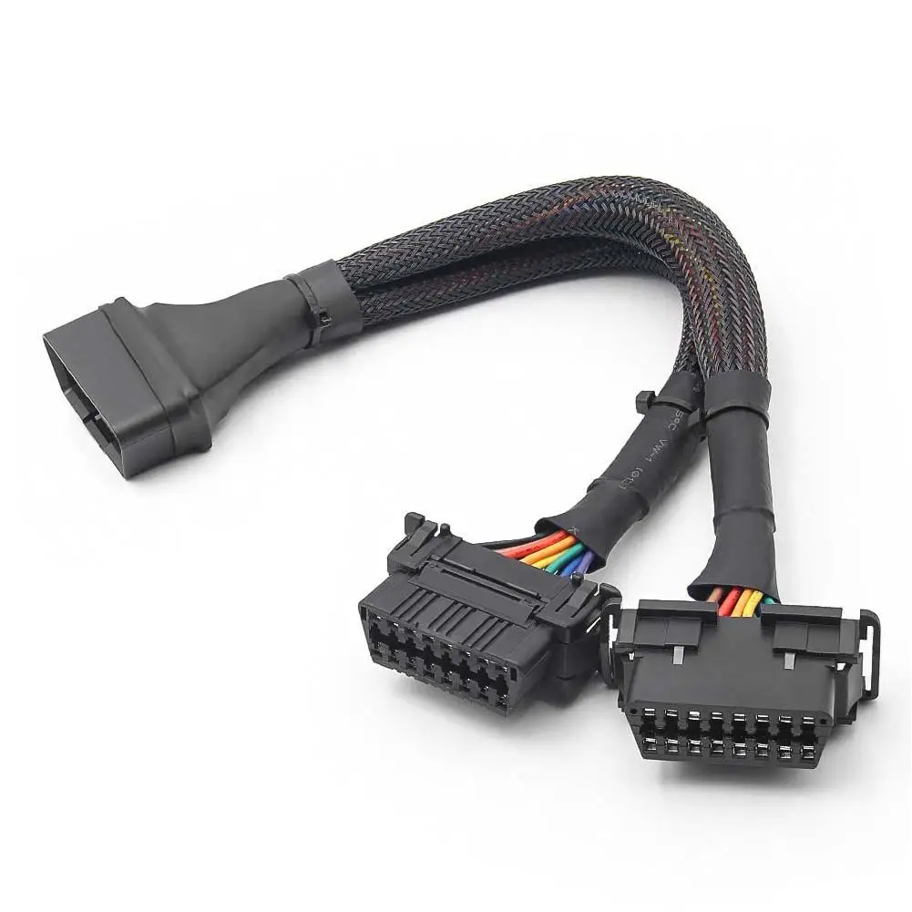 

OBD2 Splitter Cable Male To Dual Female Elbow Extension Cable With 16pins Auto Diagnostic Connector Split Cord
