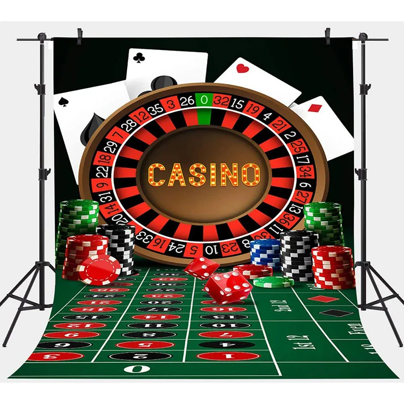 

Las Vegas Casino Backdrop Table Chip Poker Dice Roulette Photography Background Gamble Turplate Vinyl 5x7ft Party Photo Booth