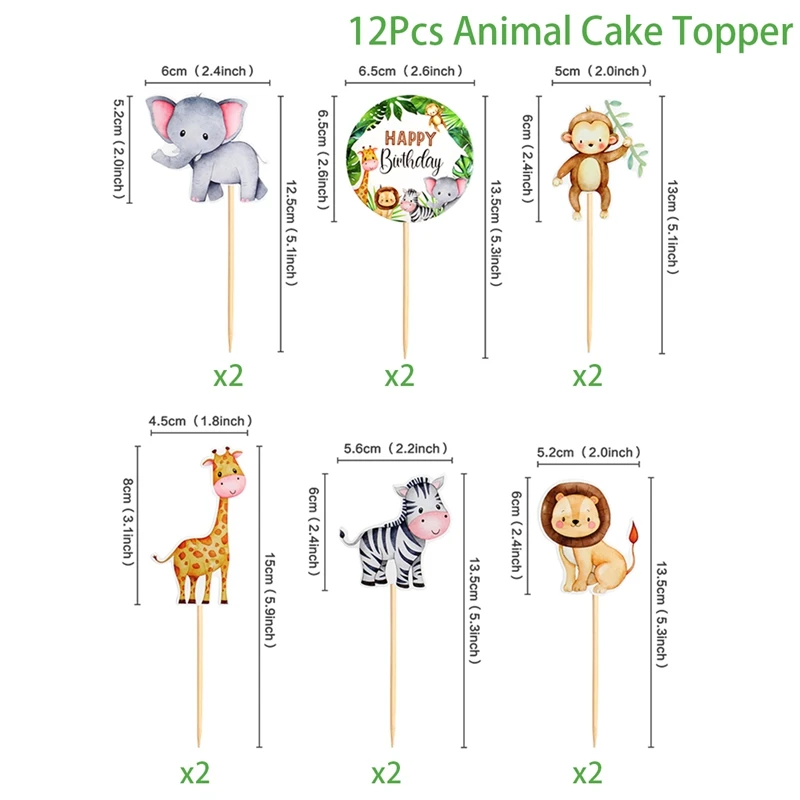 

Украшения для торта "Животные джунглей", бумага