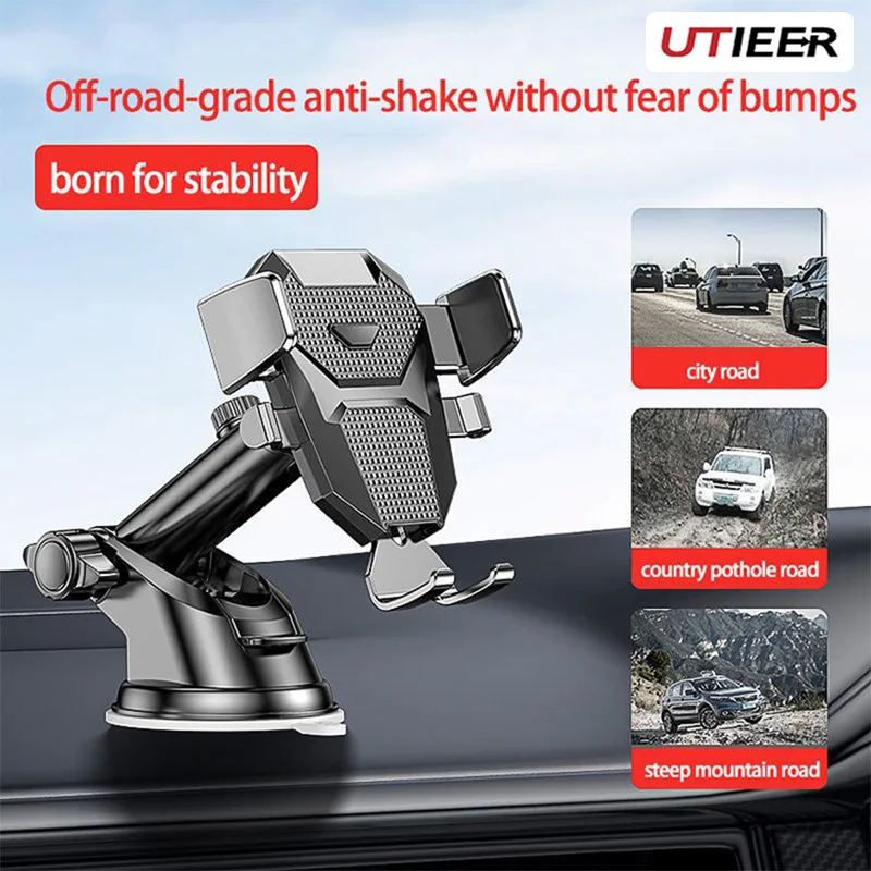 

Mobile Phone Holder With Retractable Horizontal And Vertical Air Vents Dashboard Suction Cup Navigation Universal Holder