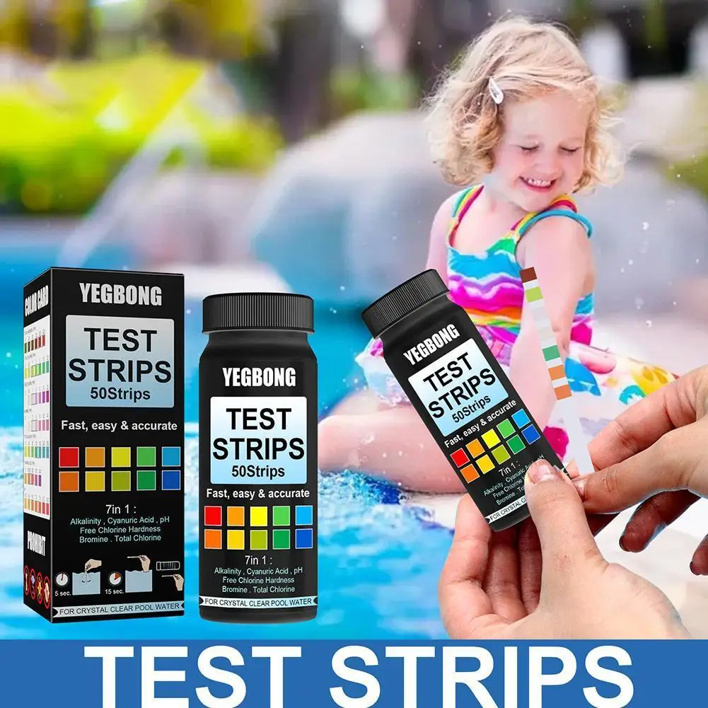 

Swimming Pool Test Paper 7 In 1 Pool Test Strips Kit Hot Tub Test Strips Water Quality Testing Kit For Detecting PH Chlorine