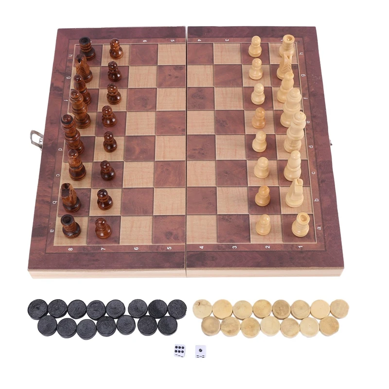 

Набор деревянных международных шахматных фигур 3-в-1, дорожные международные шахматы, складные шахматы, портативная настольная игра, слова, ...