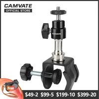 camvate versatile c clamp lock grip fixture with 14 20 ball head support holder for on camera monitor flashlight vedio