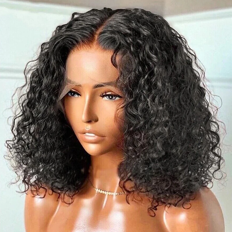 Short Jerry Curly Bob Wig 13x6x1 Lace Front Human Hair Wigs Deep Wave For Women Brazilian Mahogany Red Brown Kinky Curly Wig