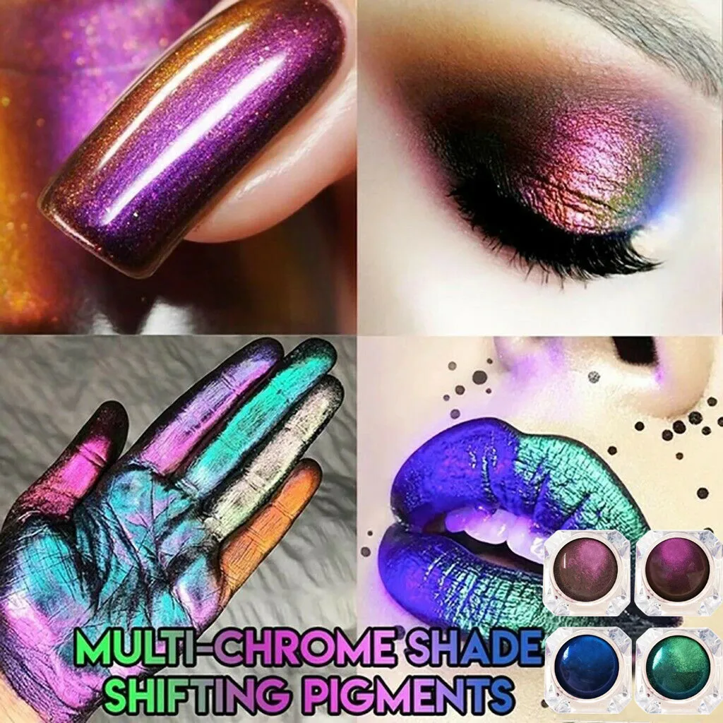 4 Color Chameleon Eye Shadow Pigment Long Lasting Bright Shiny Glitter Eyeshadow Powder Multi-Chrome Shade Shifting Pigments