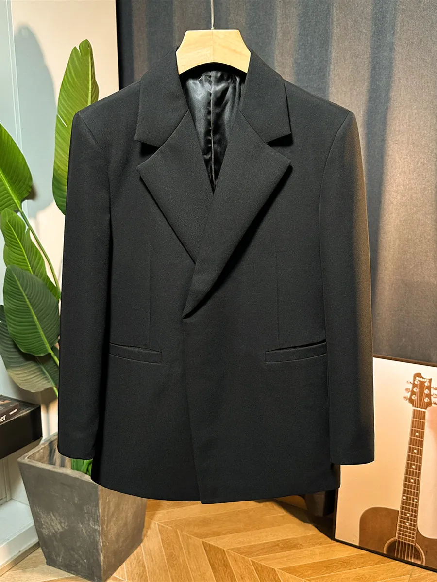 Мужской белый двухрядный повседневный костюм с скрытыми крючками типа Pu Shuai