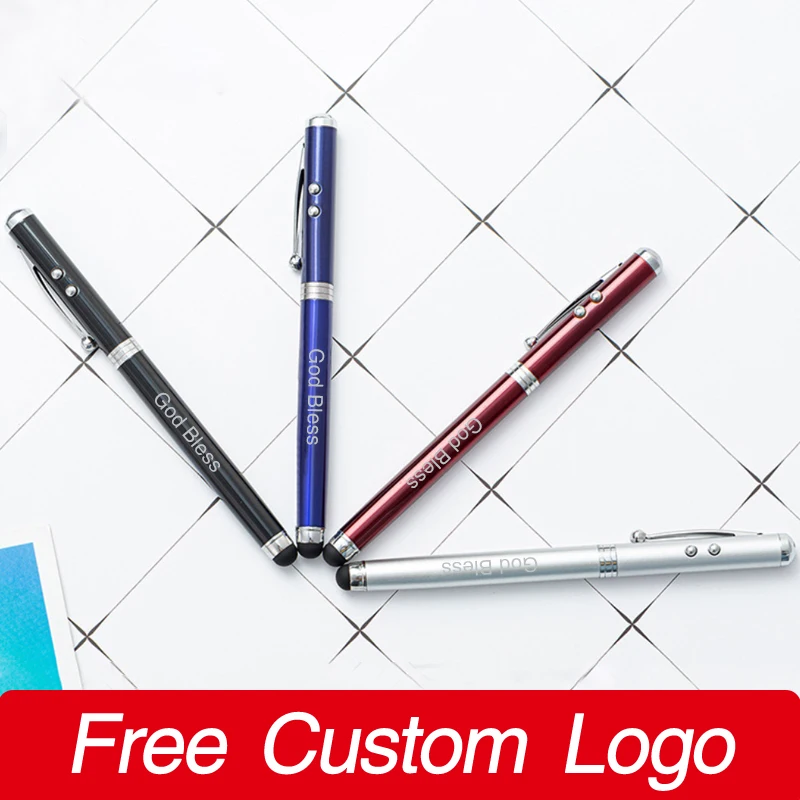 

4 In 1 Metal Ballpoint Pens Multicolor Touch Screen Capacitive Pen Office Signature Pen Engraving Logo Student School Supplies