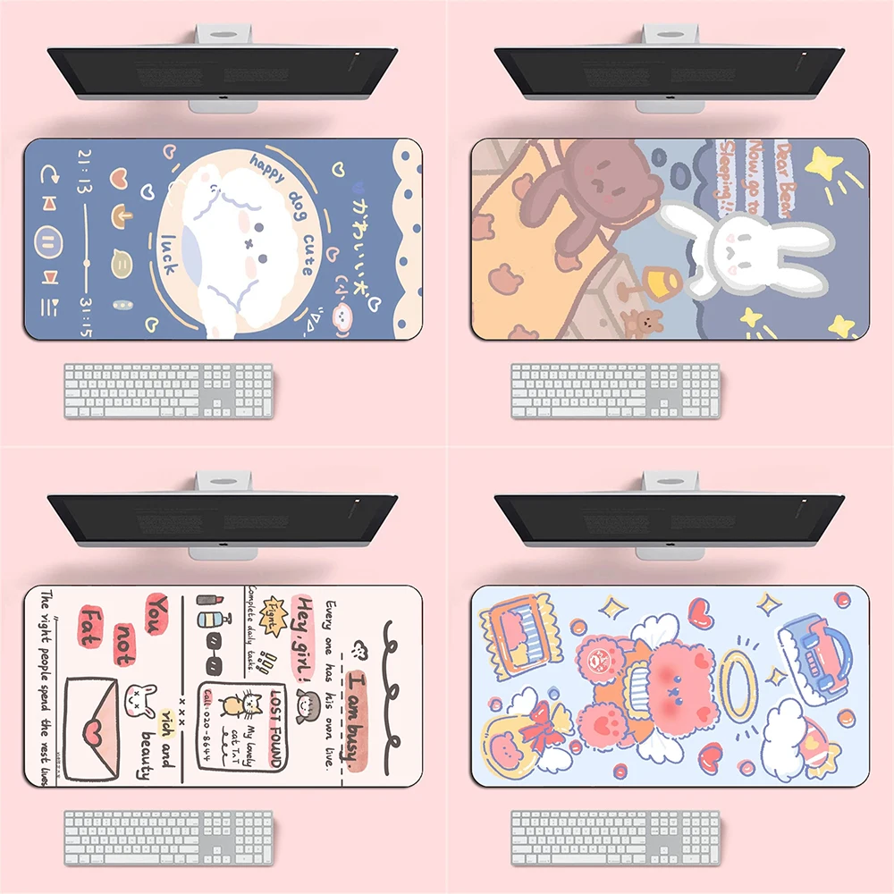

Kawaii коврик для мыши большой симпатичный коврик для мыши Клавиатура компьютера Личность розовый ковер с аниме резиновый XXL коврик для ноутбу...
