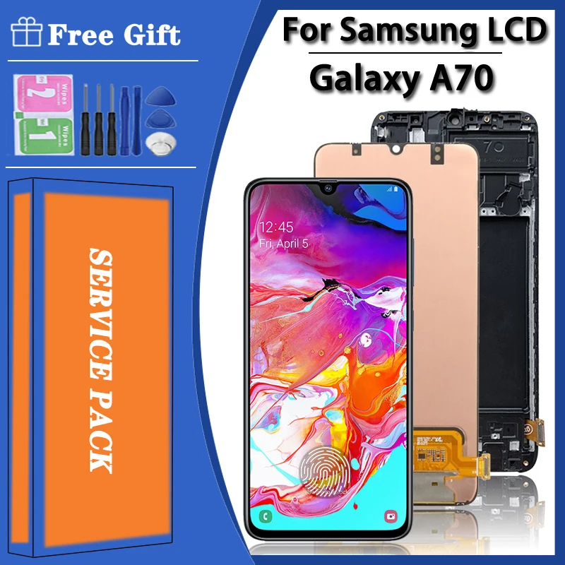 Оригинальный AMOLED дисплей 6,7 дюйма для Samsung Galaxy A70 LCD A705 A705F, дисплей с сенсорным экраном и дигитайзером в сборе с Burn Shadow