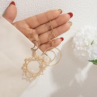 new 2022 fashion gold metal drop earing earings for women girls smiple long asymmetric stars moon stud jewelry accessories gifts