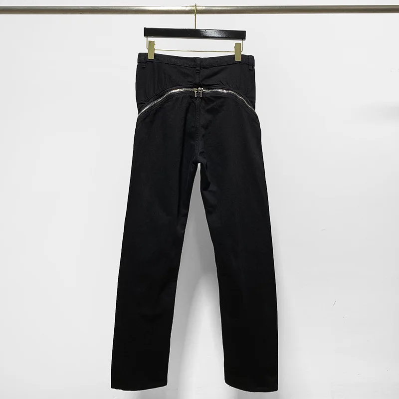 Fashion Men's Pants Rick Zippers Design Men Trousers Black Solid Full Length Streetwear Pants for Women Owens Men's Clothing