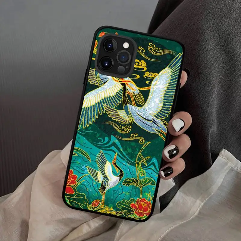Чехол Crane в китайском стиле для телефона iPhone 13 12 mini 11 pro Xs max Xr X 8 7 6 6s Plus - купить по