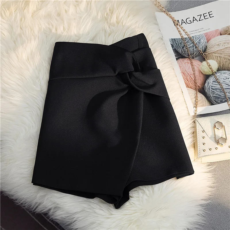 Solid Color A- Line Suit Shorts Female 2023 Spring and Summer Versatile High Waist Slimming Loose Small Wide Leg Short Pants