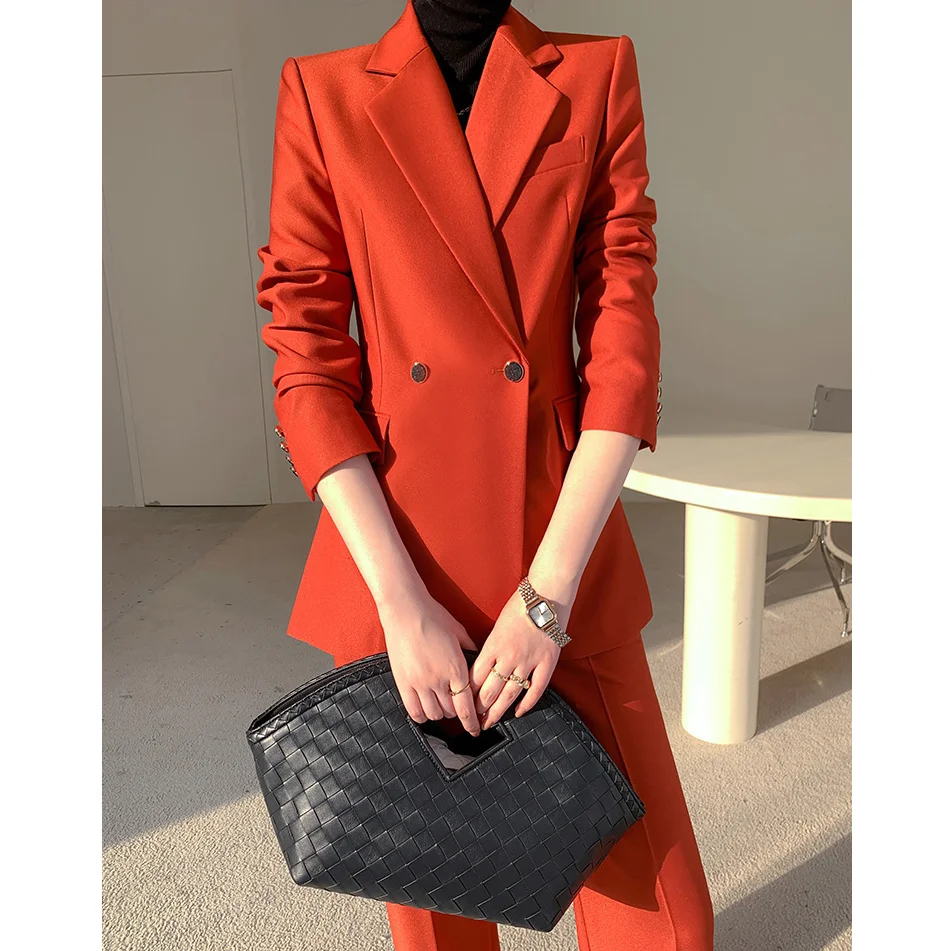 Elegant Stylish Set Woman 2 Pieces Blazer with Pant Suits Office Ladies Chic Formal Outfits Business Spring 2023 Femme W23