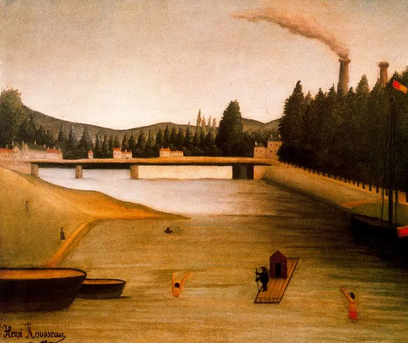 

Oil Painting Reproduction,Handmade oil painting,006-Bathing at alfortville by Henri Rousseau