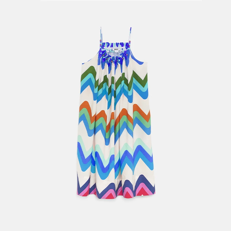 

Платье для девушек в полоску без рукавов Радужное на бретельках # nigo38916