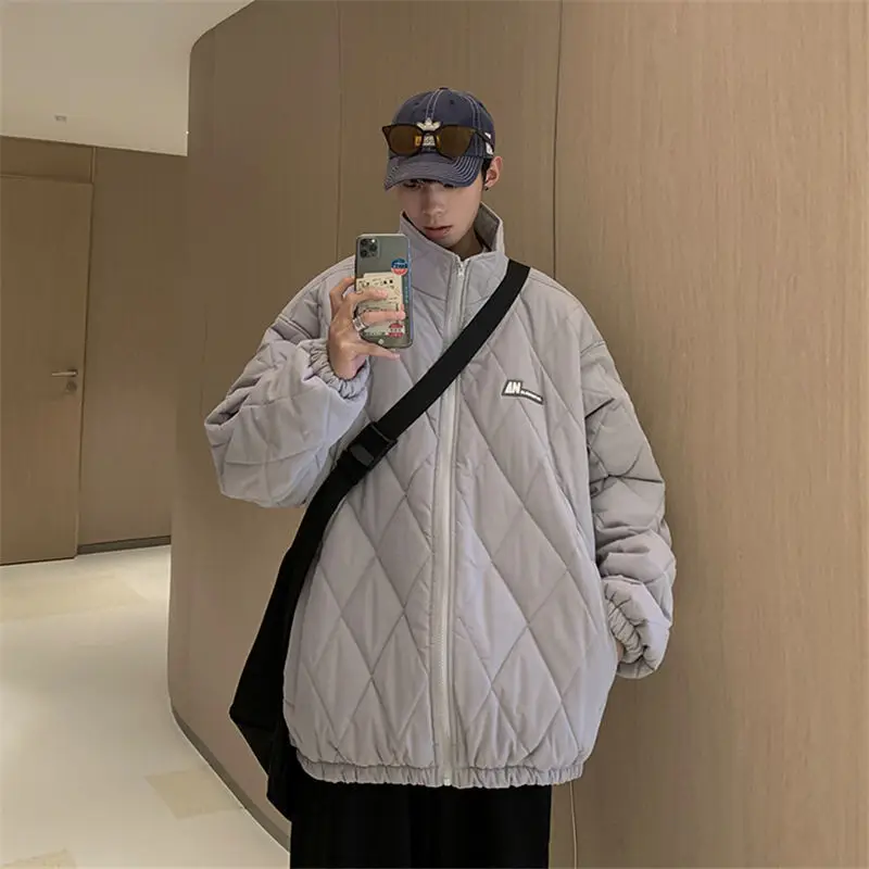 Thickened and Thick Warm Cotton Coat Fashion Casual Wild Simple Autumn and Winter New Solid Color Stand Collar Coat