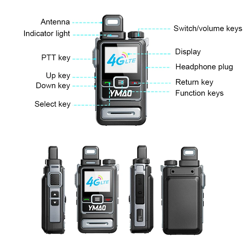 Zello Walkie Talkie 4G Long Range Amateur Mobile Radio WIFI Blue tooth Transceiver Phone Network Walkie Talkie 100 km