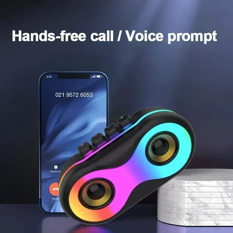 Портативный двойной динамик мини-сабвуфер Bluetooth-динамик цветная подсветка RGB