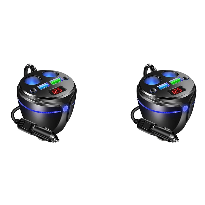 

2 шт., автомобильное зарядное устройство с двумя USB-портами, 12 В, 24 В, а