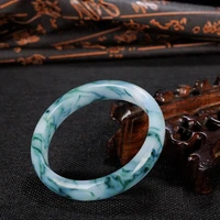 natural chinese blue cyan hand carved wide bar jade bracelet fashion boutique jewelry womens blue bracelet popular gift