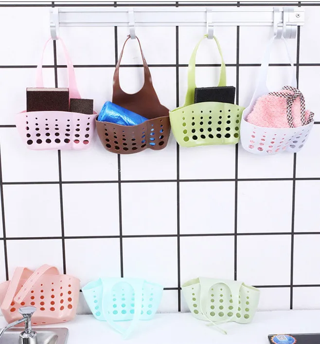 

Kitchen Accessories Sink Soap Sponge Holder Drain Basket Storage Shelves Utensils Organizer Bag Adjustable Snap Kitchen Storage