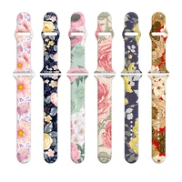 for apple watch band 7 se 6 5 4 3 silicone floral print 42mm 44mm 45mm bracelet strap for iwatch wristband 41mm 38mm 40mm