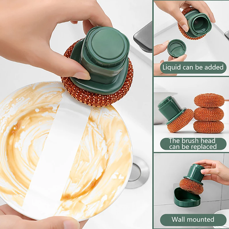 

Automatic Soap Dispensing Cleaning Brush Liquid Adding Push-type Soap Dispensing Pot Dish Washing Brush Cleaner for Kitchen Tool