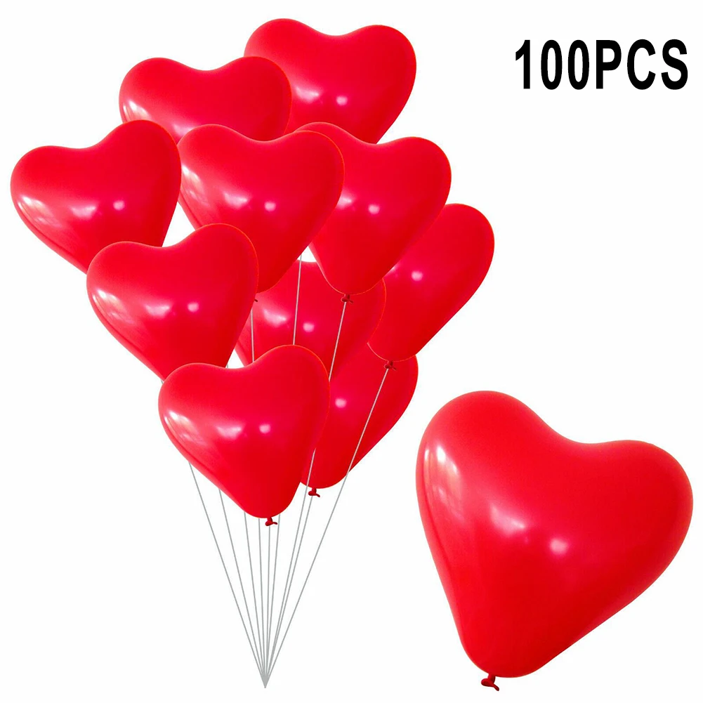 

100pcs Red Heart Balloons 10in Emulsion Balloon For Wedding Valentine's Day Birthday Decoration Celebration Balloons