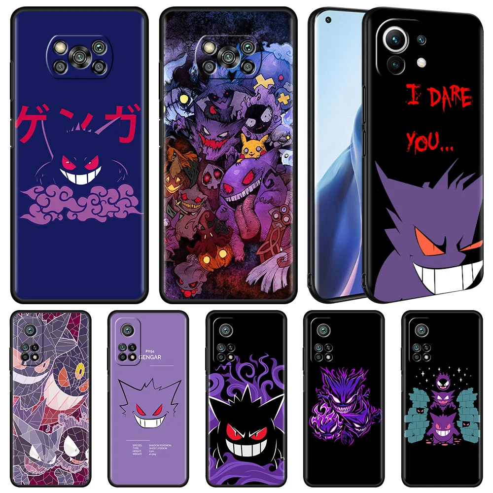 

Silicone Case For Xiaomi Mi 11 Lite 5G NE 11T Pro 12 12X 11i 10T Note 10 9 9T Black Soft Shell Phone Cover Pokemon Gengar Fundas