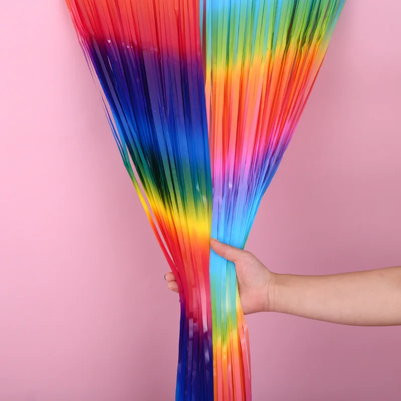 

Macaron Colorful Rain Curtain Fringe Curtains 1x2Meter Party Backdrops Photo Backdrop Streamer for Birthday Party Wedding Decor